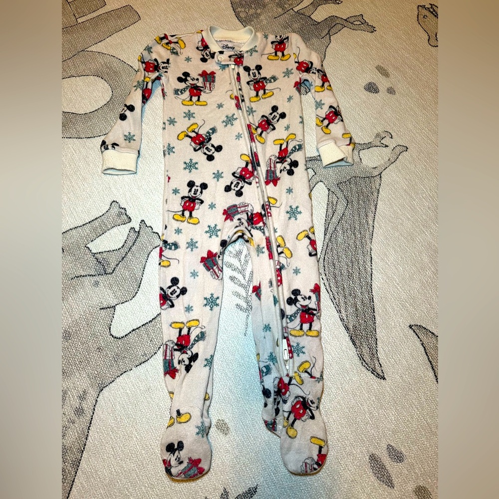 Posh Peanut Disney Footies with Christmas Mickey Mouse Print
